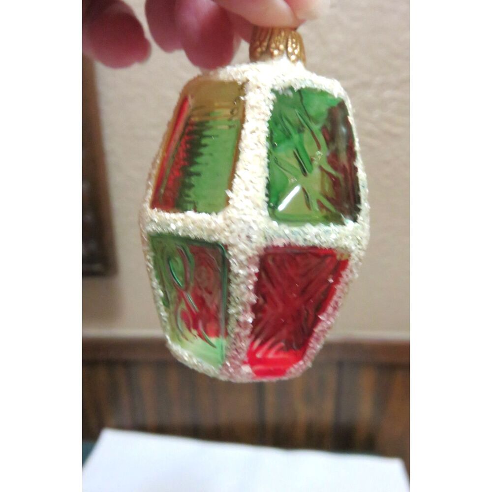 VTG West Germany Blown Glass Mica Stained Glass   Christmas Ornament 3''